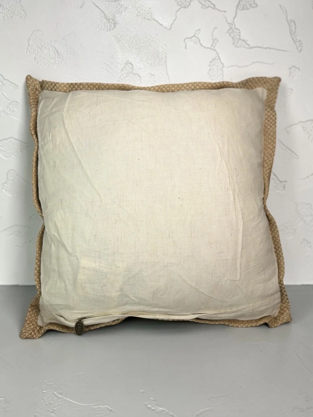 Pier 1 Imports Beaded Koi Fish Decorative Throw Pillow 18x18 Cream Gold Multi